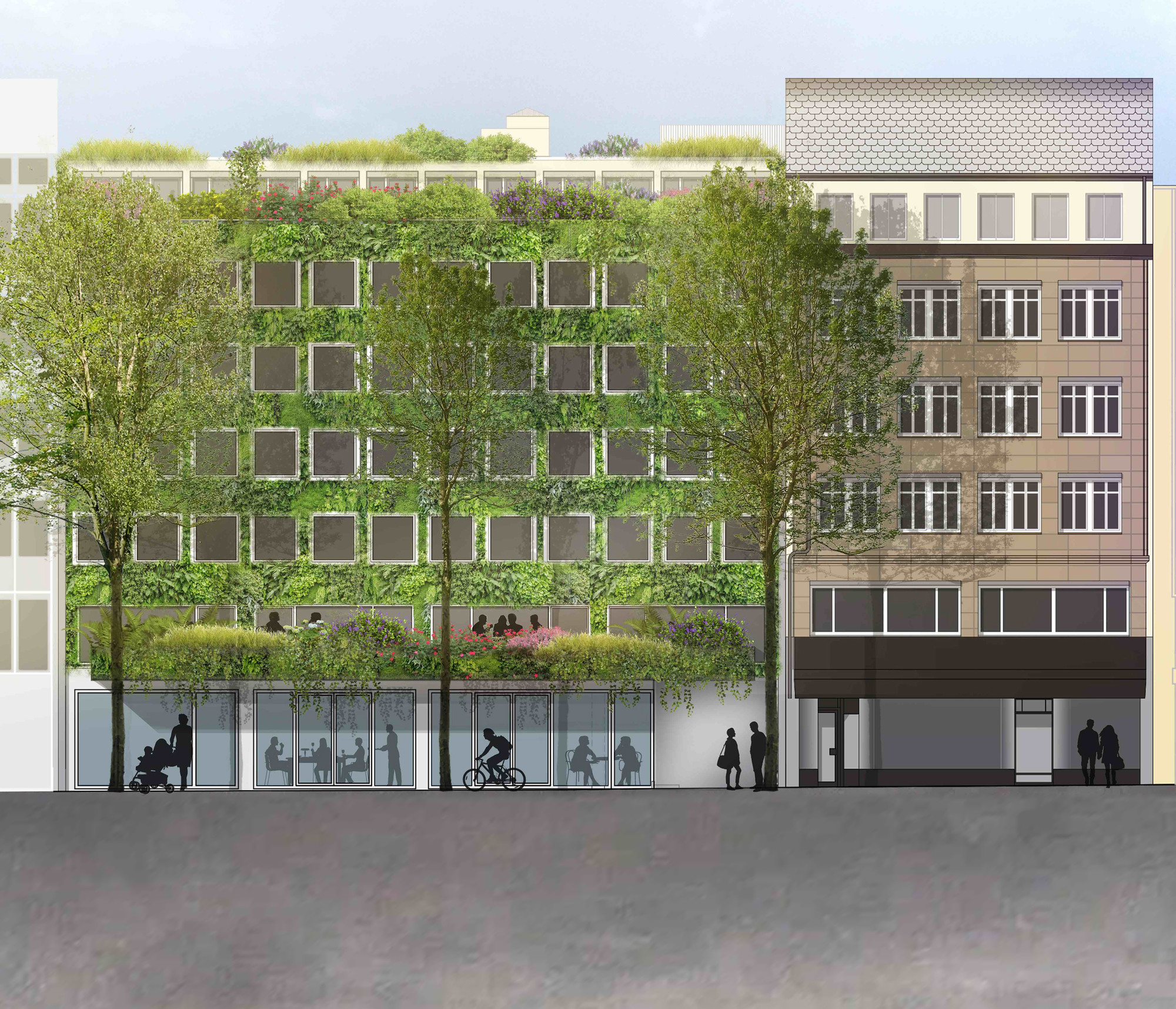 Projektvisualisierung: So soll die Fassade dereinst an der Löwen­strasse in Zürich aussehen.